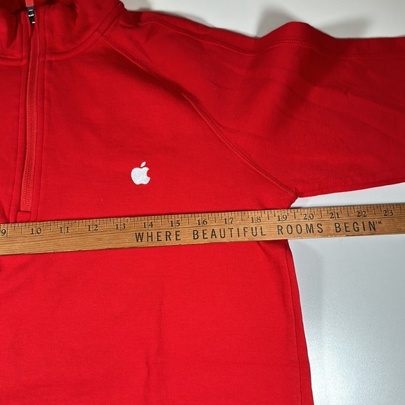 Apple Men’s Medium Mac Computers Genius Red Quarter Zip Pullover Sweatshirt - Picture 3 of 7